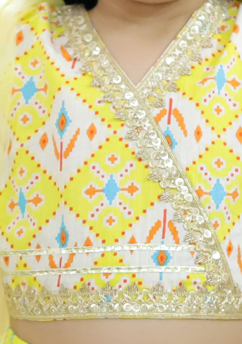 Girls Ethnic Motifs Printed Ready To Wear Cotton Lehenga And Blouse With Dupatta