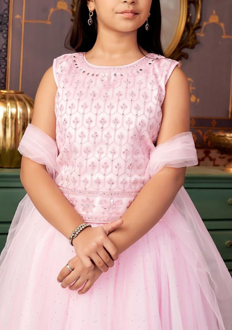 Girls Embroidered Ready To Wear Lehenga And Blouse With Dupatta