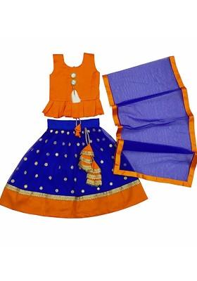 Girls Embroidered Ready To Wear Lehenga And Blouse With Dupatta