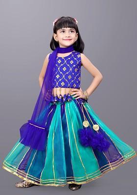 Girls Embroidered Ready To Wear Lehenga With Blouse And Dupatta