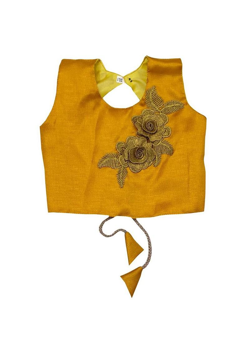 Girls Embroidered Patchwork Net Ready To Wear Lehenga And Blouse With Dupatta