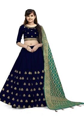 Girls Embroidered Ready To Wear Lehenga And Blouse With Dupatta
