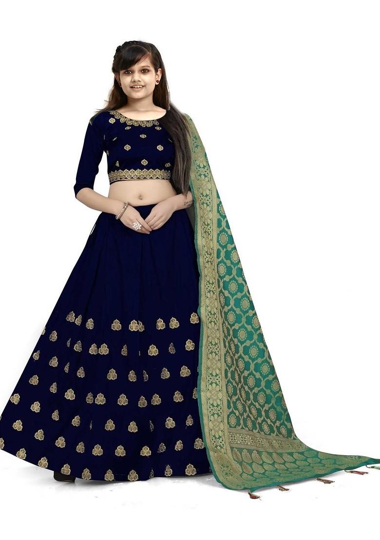 Girls Embroidered Ready To Wear Lehenga And Blouse With Dupatta