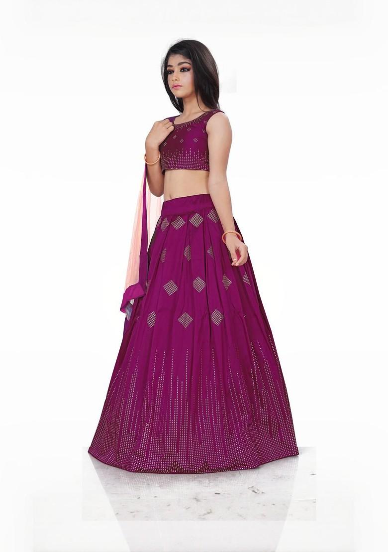 Girls Embroidered Ready To Wear Lehenga And Blouse With Dupatta