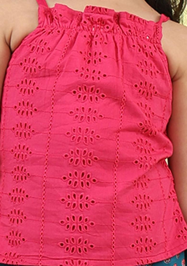 Girls Embroidered Cotton Sleeveless Lehenga Choli