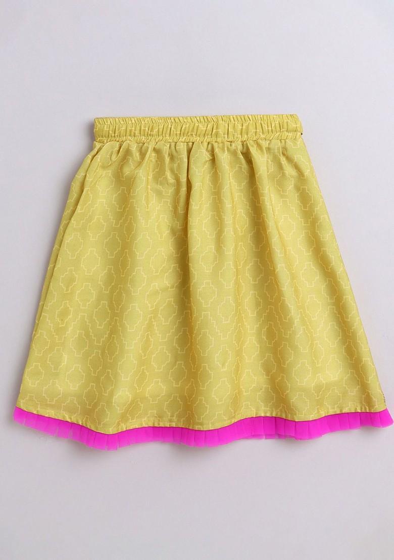 Girls Floral Embroidered Cotton Ready To Wear Lehenga With Blouse And Dupatta