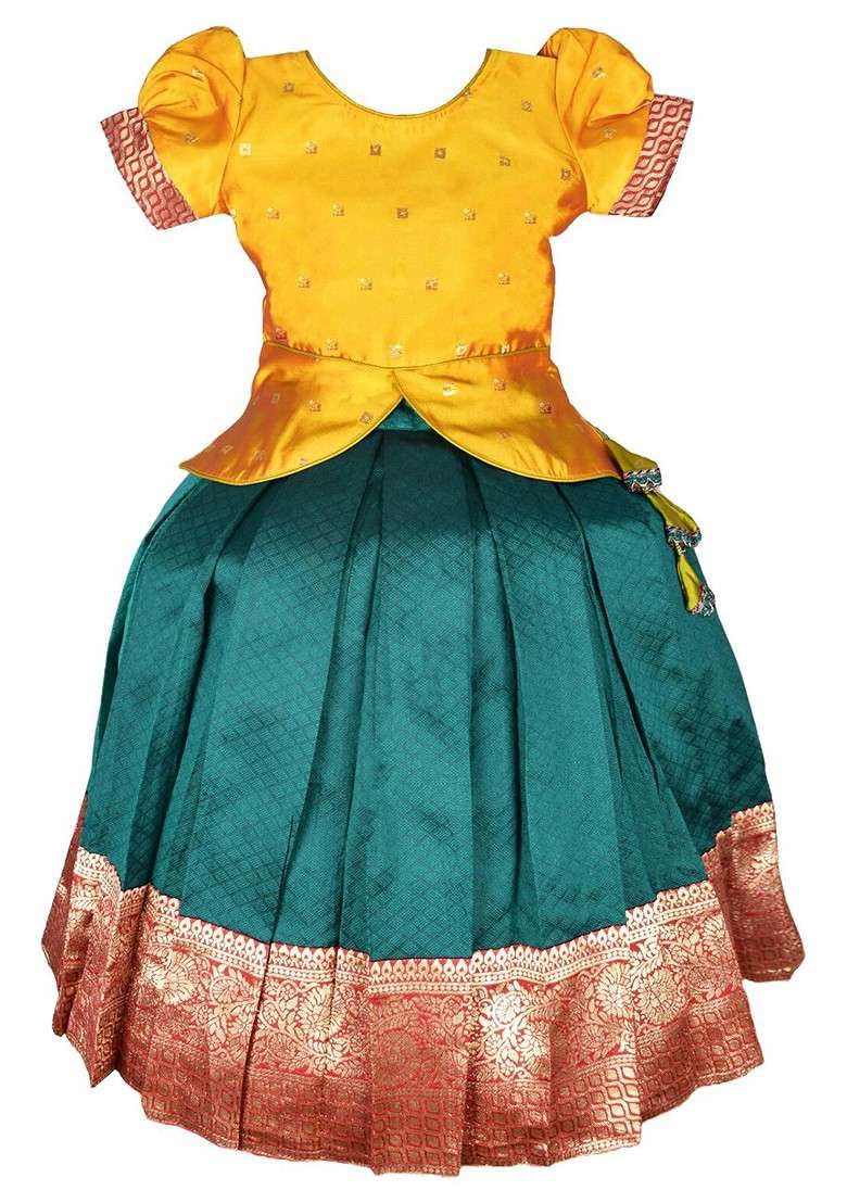 Gold Zari Blended Lehenga Choli For Girls - Indya