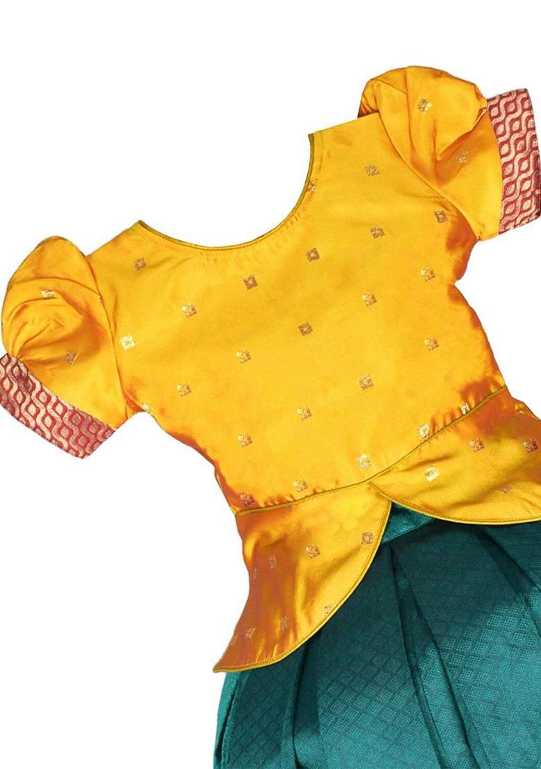 Gold Zari Blended Lehenga Choli For Girls - Indya