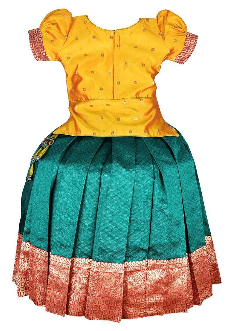 Gold Zari Blended Lehenga Choli For Girls - Indya