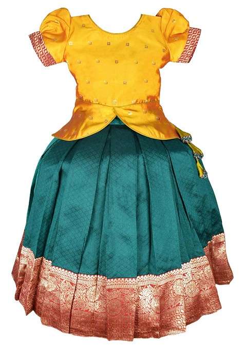 Gold Zari Blended Lehenga Choli For Girls