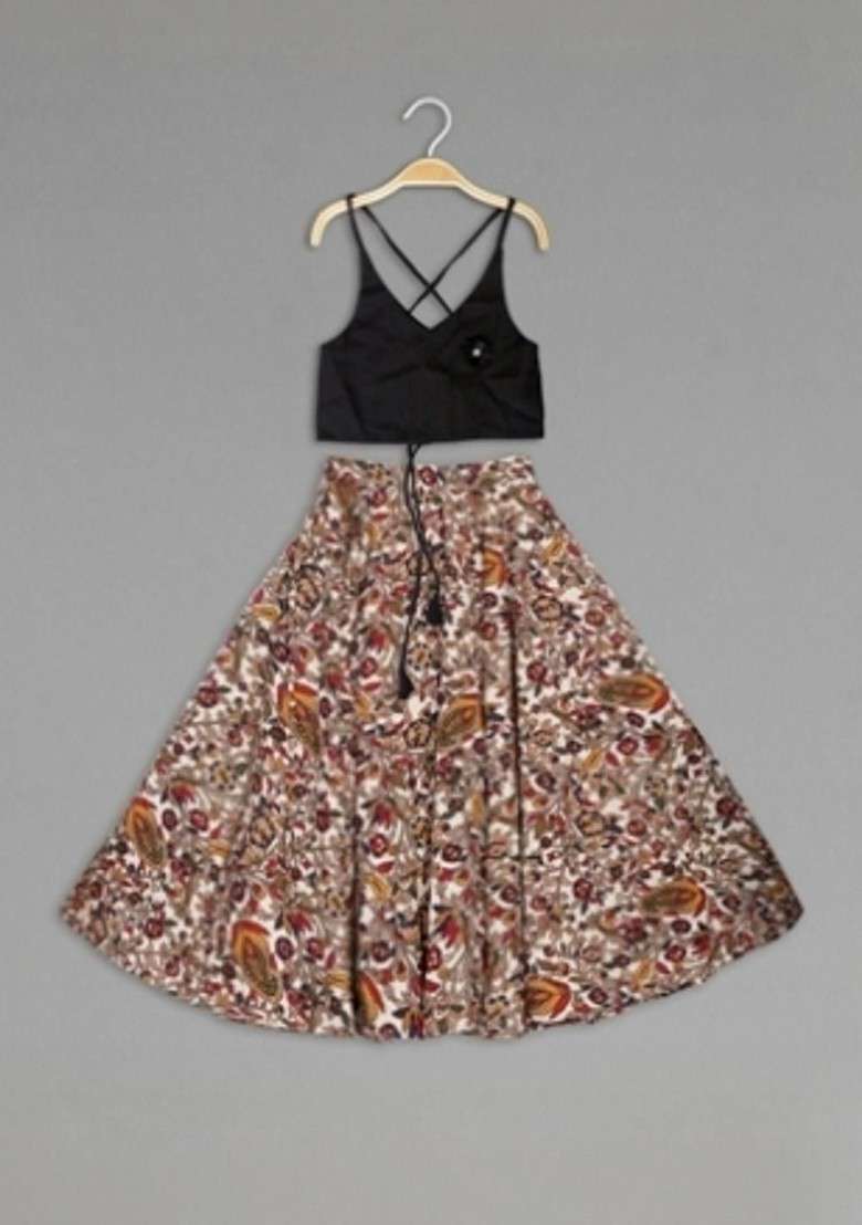 Multicolor Printed Blended Lehenga Choli For Girls - Indya