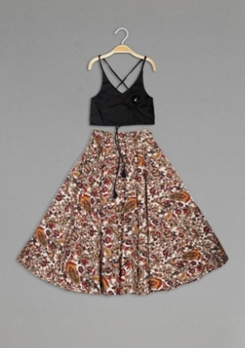 Multicolor Printed Blended Lehenga Choli For Girls - Indya