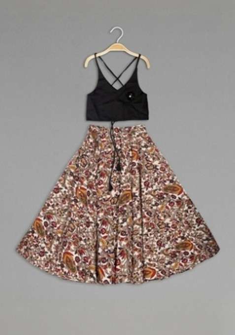 Multicolor Printed Blended Lehenga Choli For Girls