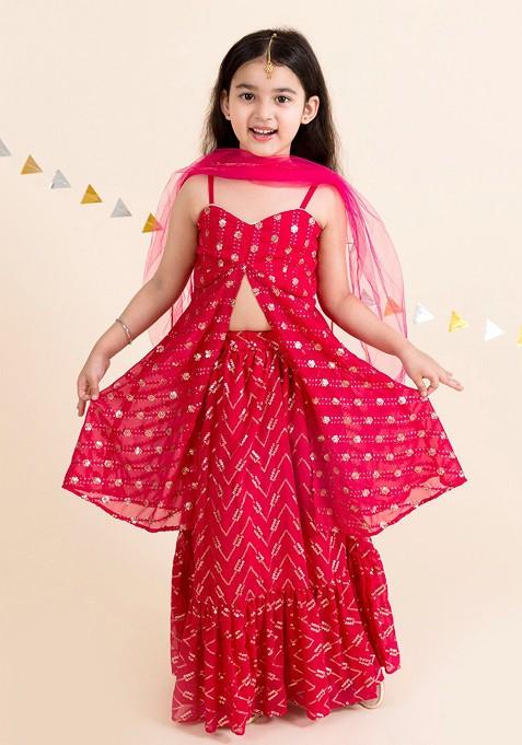 Magenta Embellished Blended Lehenga Choli For Girls — view on Indya
