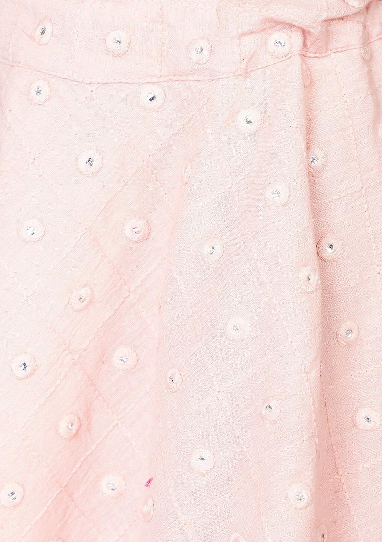 Pink Embroidered Cotton Blend Lehenga Choli For Girls - Indya