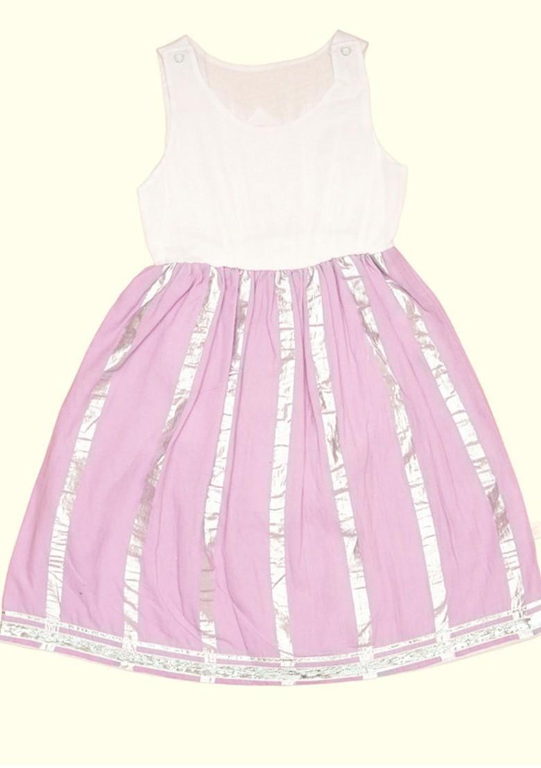 Pink Geometric Cotton Blend Lehenga Choli For Girls - Indya