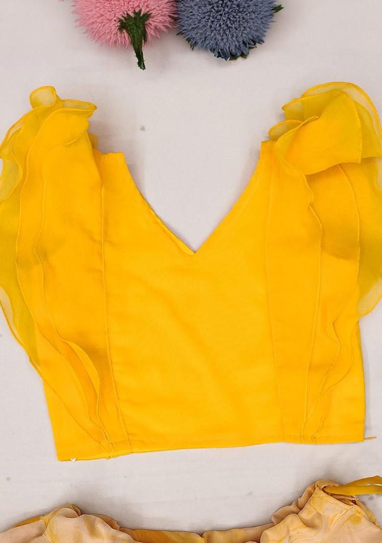 Yellow Embroidered Georgette Lehenga Choli For Girls - Indya