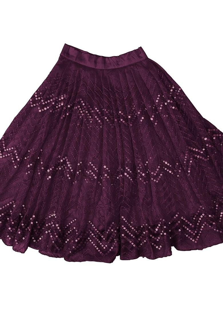 Purple Embellished Blended Lehenga Choli For Girls - Indya