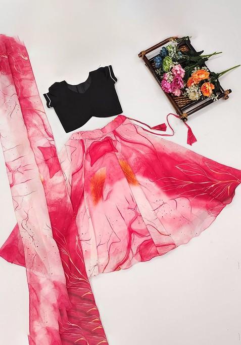 Pink Embellished Blended Lehenga Choli For Girls — view on Indya
