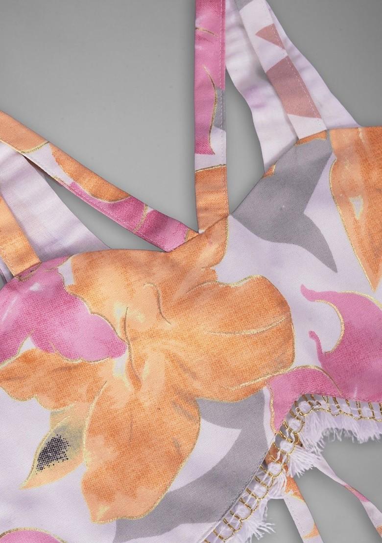 Orange Embroidered Blended Lehenga Choli For Girls - Indya