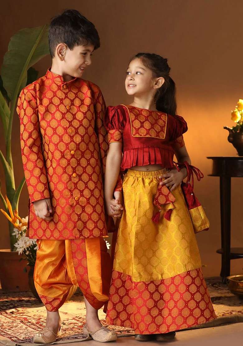 Maroon Embroidered Blended Lehenga Choli For Girls - Indya