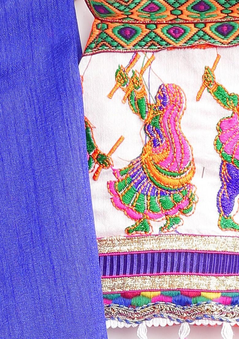 Orange Embroidered Blended Lehenga Choli For Girls - Indya