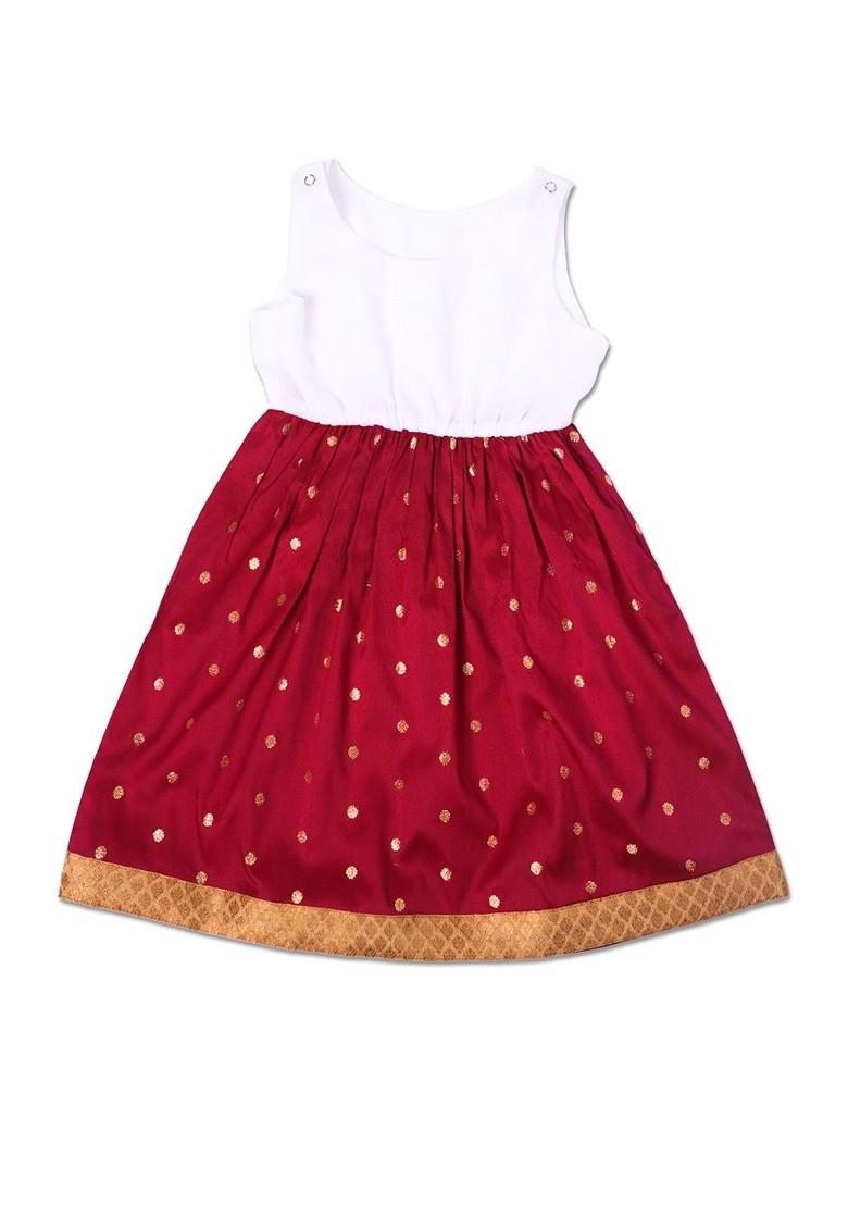 Maroon Embroidered Blended Lehenga Choli For Girls - Indya