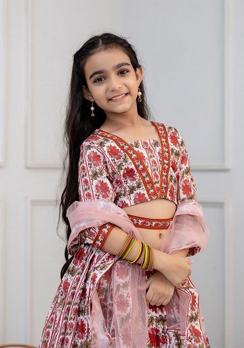 Maroon Printed Blended Lehenga Choli For Girls — view on Indya