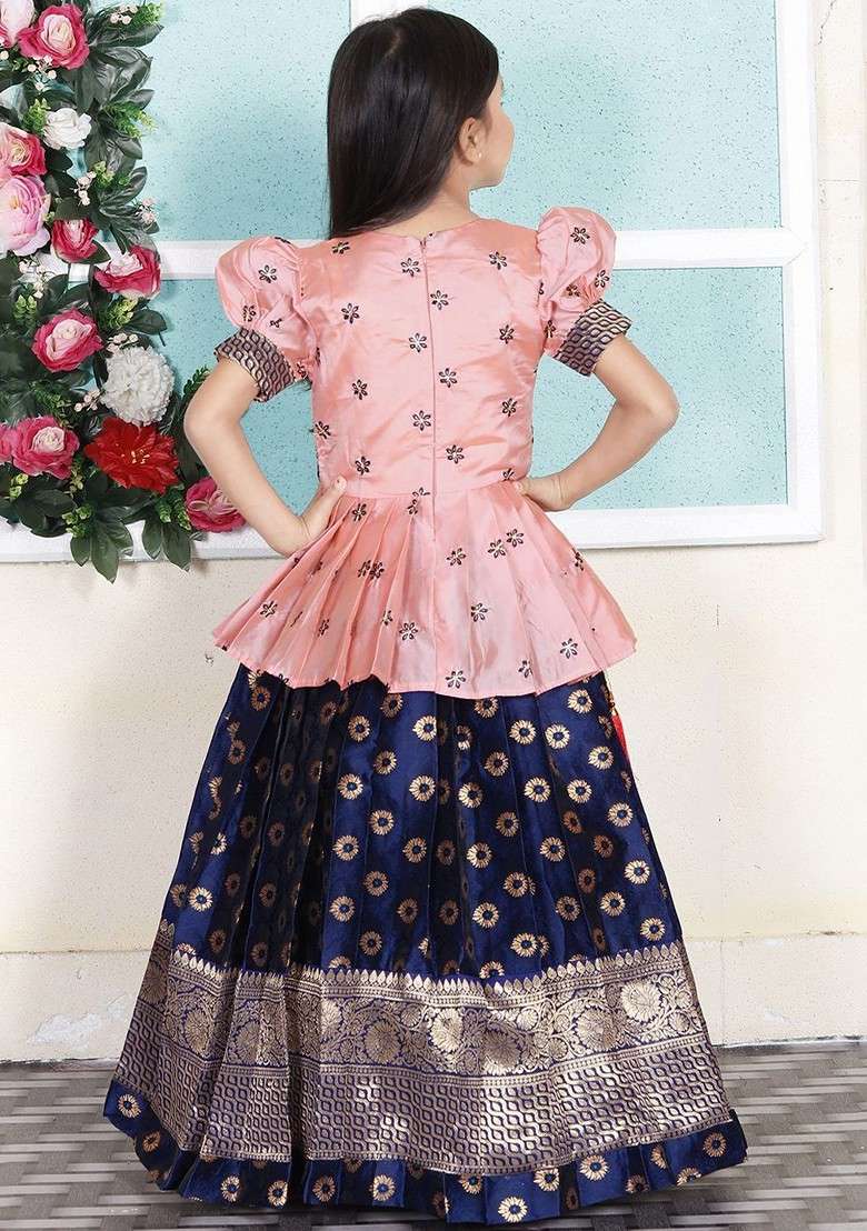 Rose Embroidered Blended Lehenga Choli For Girls - Indya
