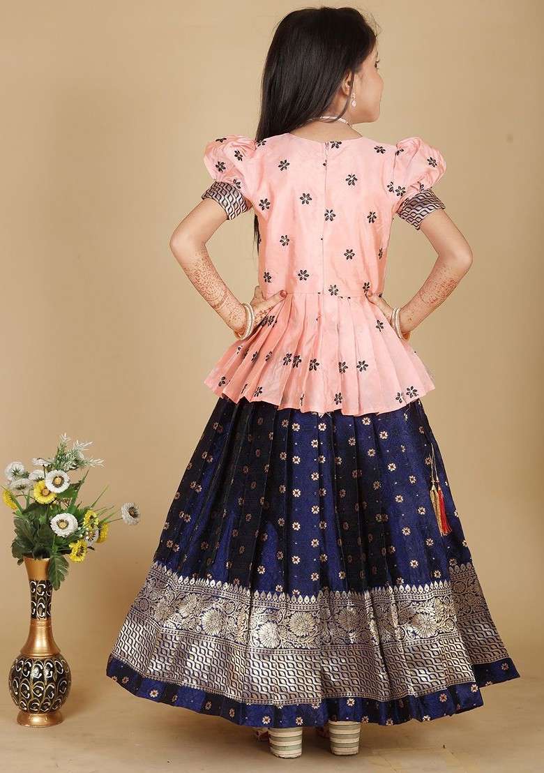 Rose Embroidered Blended Lehenga Choli For Girls - Indya