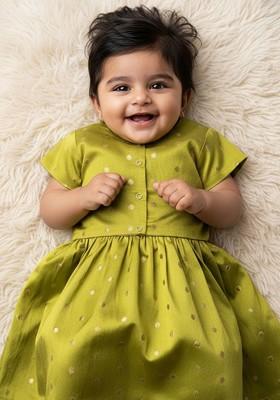 Green Zari Blended Lehenga Choli For Girls