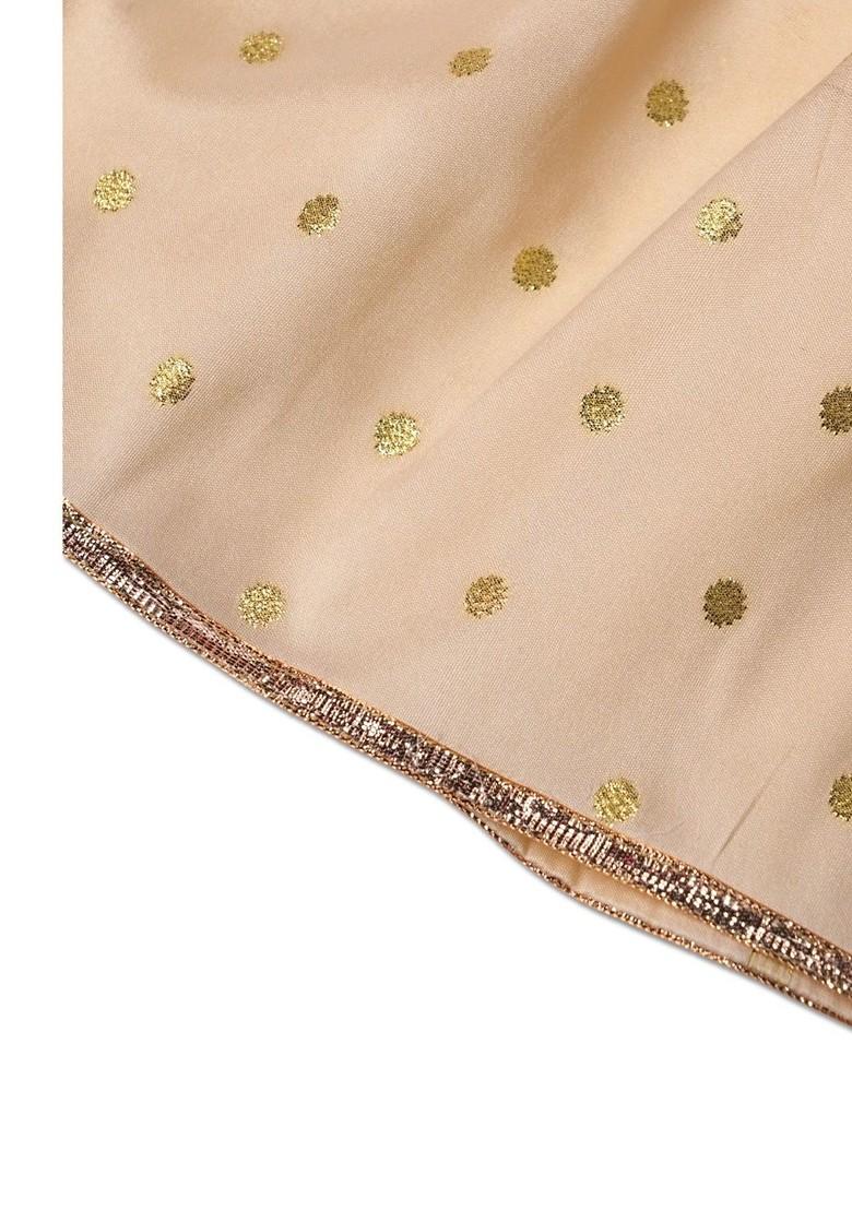 Off White Zari Blended Lehenga Choli For Girls - Indya