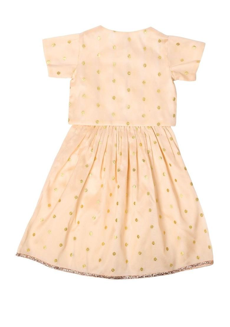 Off White Zari Blended Lehenga Choli For Girls - Indya