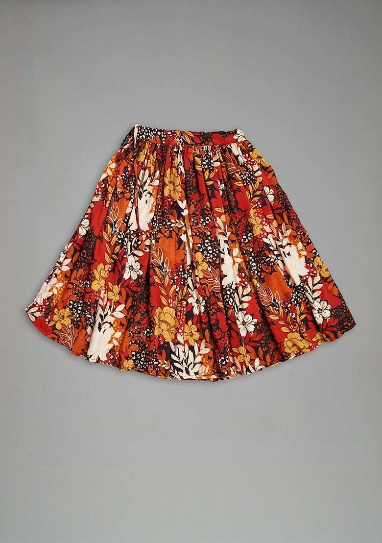 Orange Printed Blended Lehenga Choli For Girls - Indya