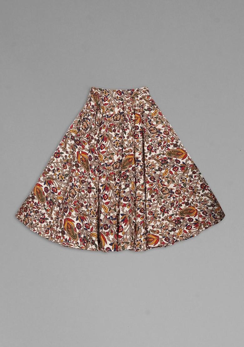 Beige Embroidered Blended Lehenga Choli For Girls - Indya