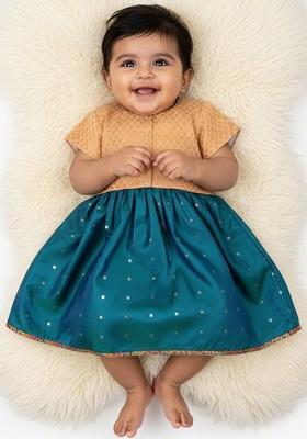 Green Embroidered Silk Lehenga Choli For Girls