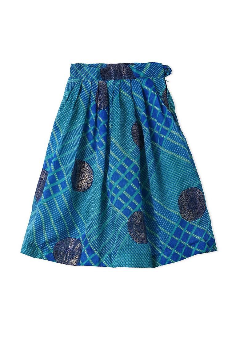 Navy Blue Embroidered Blended Lehenga Choli For Girls - Indya