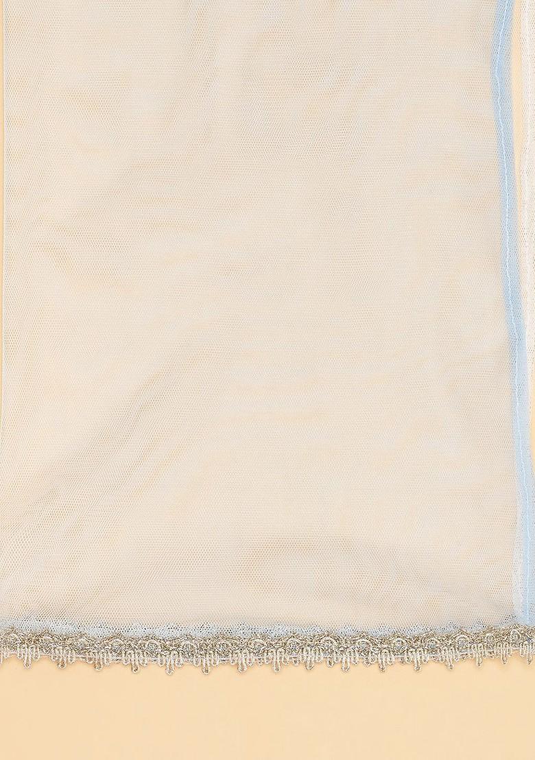 White Embroidered Blended Lehenga Choli For Girls - Indya