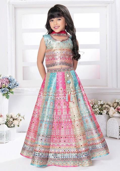 Pink Embellished Blended Lehenga Choli For Girls — view on Indya
