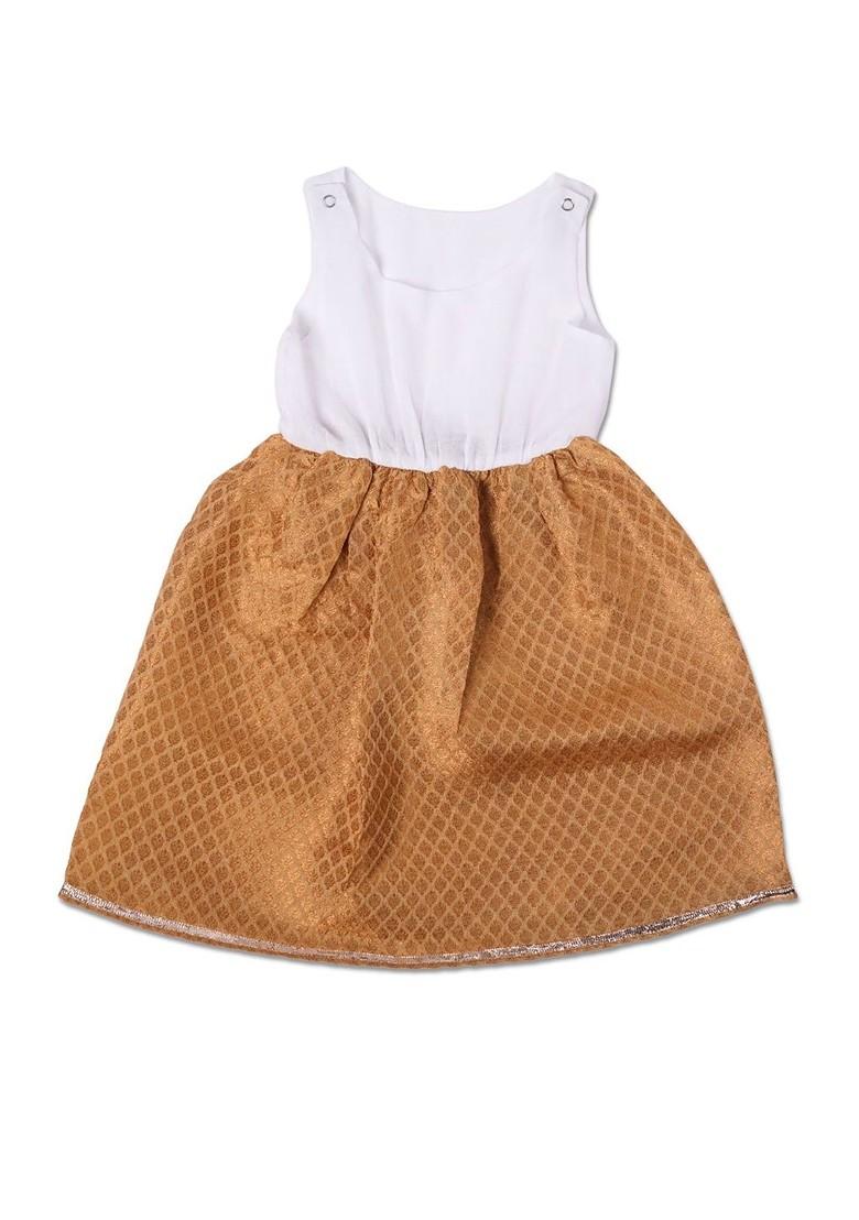 Gold Embroidered Blended Lehenga Choli For Girls - Indya