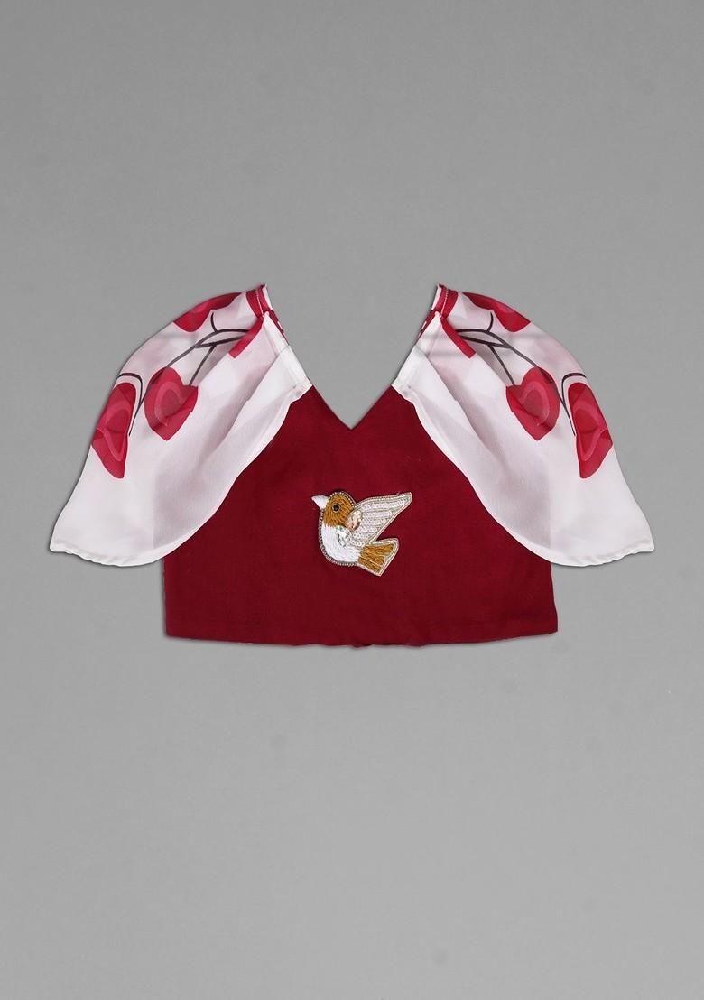 White Embroidered Blended Lehenga Choli For Girls - Indya