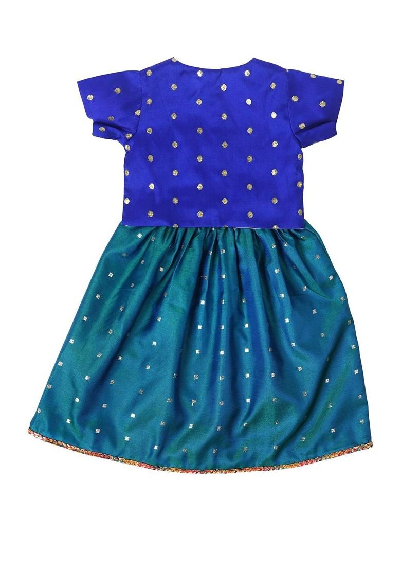 Green Zari Blended Lehenga Choli For Girls - Indya