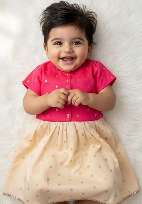 Off White Zari Blended Lehenga Choli For Girls