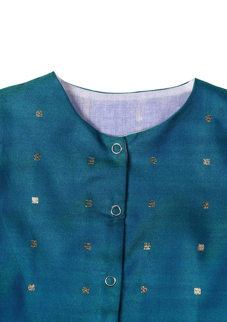 Off White Embroidered Blended Lehenga Choli For Girls - Indya