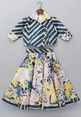 Beige Printed Blended Lehenga Choli For Girls