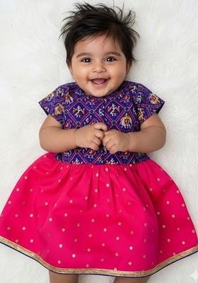 Pink Zari Blended Lehenga Choli For Girls