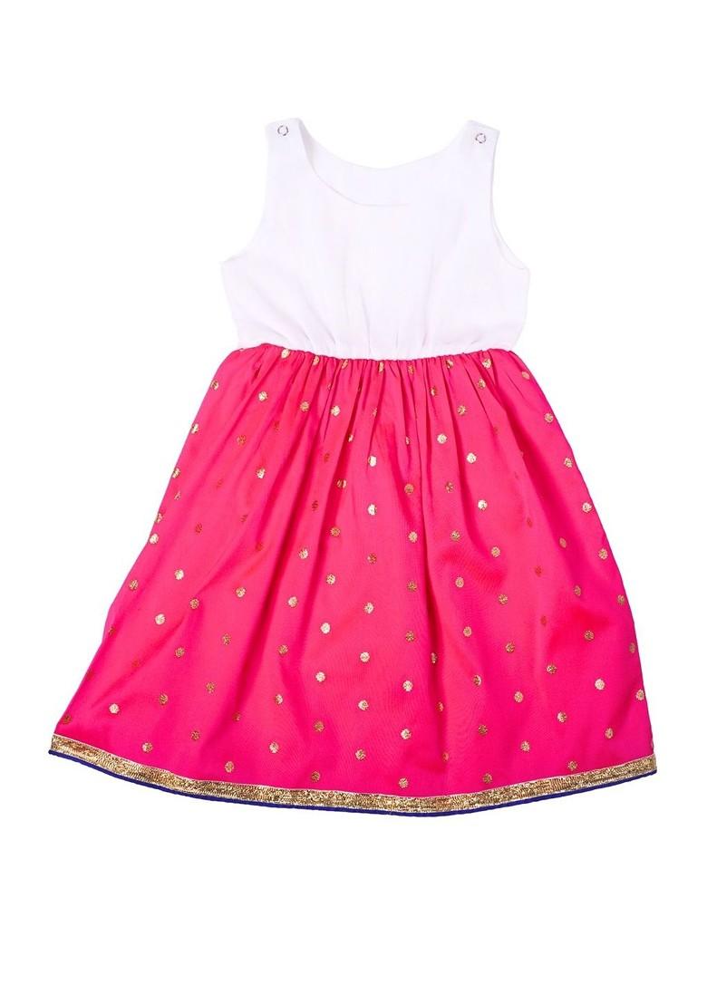 Pink Zari Blended Lehenga Choli For Girls - Indya