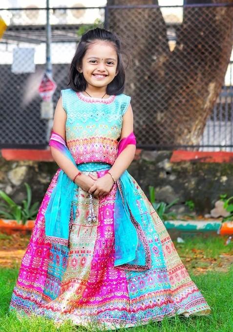 Pink Embellished Blended Lehenga Choli For Girls — view on Indya