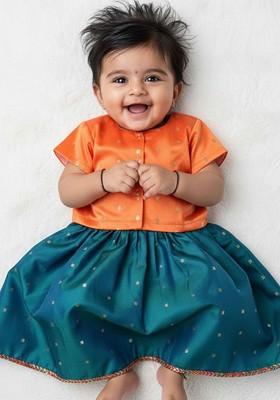 Green Zari Blended Lehenga Choli For Girls