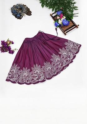 Purple Embroidered Silk Lehenga Choli For Girls